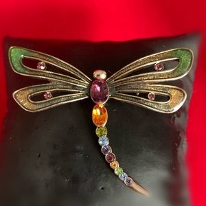 Vintage Monet Enamel & Rhinestone Dragonfly Brooch
